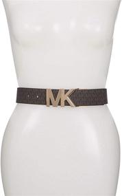 img 3 attached to 🔘 Brown Reversible Belt with Michael Kors Signature Logo