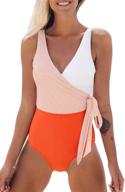 👙 cupshe women's color block wrap one piece swimsuit with tie side - bathing suit logo