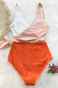 img 1 attached to 👙 CUPSHE Women's Color Block Wrap One Piece Swimsuit with Tie Side - Bathing Suit