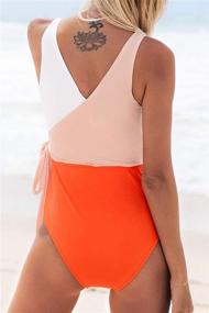 img 2 attached to 👙 CUPSHE Women's Color Block Wrap One Piece Swimsuit with Tie Side - Bathing Suit