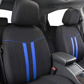 img 1 attached to 🚗 CAR-GRAND Universal Fit Rainbow Full Set Car Seat Covers for Suvs, Trucks, Sedans, Vans, Cars - Airbag Compatible with Zipper Design (Blue)