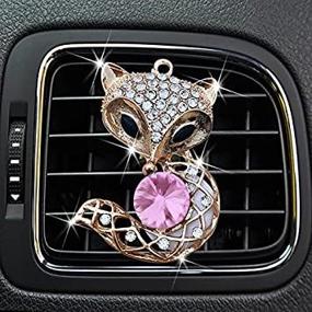 img 3 attached to 🦊 Блестящий автомобильный зажим Shiny Fox с подчёркивающим бриллиантом, кристальный зажим для воздушного кондиционера автомобиля Fox для модного женского интерьера, очаровательный подарок для автомобиля (розовый), модель F-4