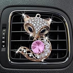 img 2 attached to 🦊 Shiny Fox Car Clip with Diamond Accent, Crystal Fox Car Air Conditioning Outlet Clip for Women's Fashion Interior Decoration, Charming Car Decorations Gift (Pink), Model F-4