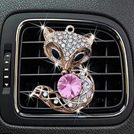 🦊 shiny fox car clip with diamond accent, crystal fox car air conditioning outlet clip for women's fashion interior decoration, charming car decorations gift (pink), model f-4 logo