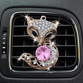 img 1 attached to 🦊 Блестящий автомобильный зажим Shiny Fox с подчёркивающим бриллиантом, кристальный зажим для воздушного кондиционера автомобиля Fox для модного женского интерьера, очаровательный подарок для автомобиля (розовый), модель F-4