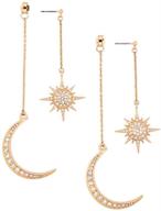 🌙 dainty long dangle earrings for women girls: fashion jewelry with cute gold silver dangly design, stylish upgrade with moon stars and sun earring accents logo