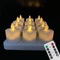 🕯️ flameless rechargeable remote control led tea lights votive candles with timer, realistic moving wick, battery operated, electric fake candle for christmas, wedding, diwali party decorations логотип