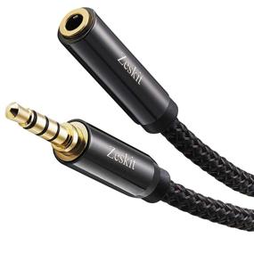 img 2 attached to 🎧 Zeskit Premium 6ft 3.5mm TRRS Headphone Extension Cable for Mic-equipped Headphones & Speakers