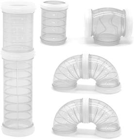img 4 attached to 🐹 Transparent Curved Pipe 8-Pack Hamster Tube Set - Pet Cage Tunnel Toy for Hamster, Rat, Mouse, and Small Animals - DIY Creative Connection Tunnel with External Sports Tube
