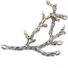 img 3 attached to 🌳 Vintage Silver Tree Branch Charms Pendant: 20PCS Multi-Hole Jewelry Making Accessory Crafts