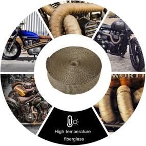 img 1 attached to 🏍️ HM&FC 2" x 50' Titanium Fiber Exhaust Wrap Roll for Motorcycle – High-Quality & Durable with 10 Stainless Zip Ties