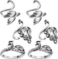 🧶 6 piece adjustable knitting crochet loop rings: braided knitting accessories for efficient yarn guiding & finger support - perfect thanksgiving presents for mothers & grandmothers! (3 styles: silver) logo