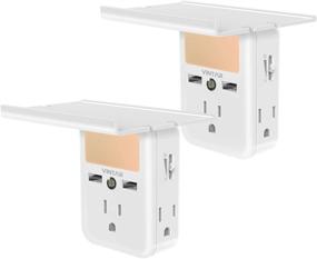 img 4 attached to 🛒 [2-Pack] VINTAR Socket Outlet Shelf-Wall Outlet Extender with Built-in Shelf and Adjustable Night Light, Multi Plug Outlet featuring 3 Power Outlets, 2 USB Ports, ETL Certified