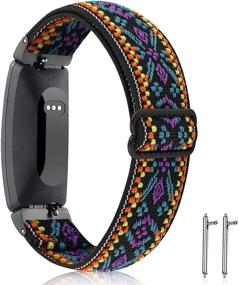 img 4 attached to Compatible Veezoom Bracelets for Fitbit Inspire 2/Inspire HR/Inspire - Adjustable Braided Elastic Bands with Stretchy Breathable Fabric Patterns - Soft Nylon Wristbands for Women and Men - Inspire Sport Strap Replacement