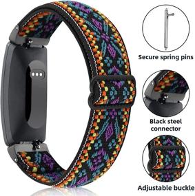 img 3 attached to Compatible Veezoom Bracelets for Fitbit Inspire 2/Inspire HR/Inspire - Adjustable Braided Elastic Bands with Stretchy Breathable Fabric Patterns - Soft Nylon Wristbands for Women and Men - Inspire Sport Strap Replacement