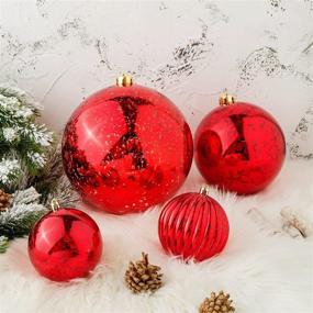 img 1 attached to 🎄 Add Festive Charm to Your Christmas Tree with Sunshine Christmas Ball Ornaments, 4-Inch Shatterproof Retro Mercury Balls in Red