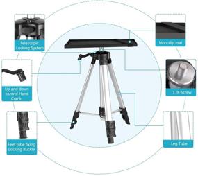 img 2 attached to 📷 Невер Алюминиевая стойка для проектора: Регулируемая подставка для ноутбука и компьютера с плитой и сумкой для переноски, высота 18-47,6 дюймов - для проекторов, ноутбуков, фотографии, диджейского оборудования (Серебристый)