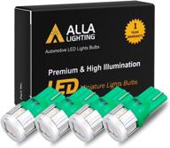 🟢 alla lighting 4x 194 led лампа - сверхяркие 175 168 2825 w5w t10 клиновидные 5630 smd огни - замена бокового маркера, салона, карты, купола, багажника, парковочного освещения - ультра зеленые. логотип