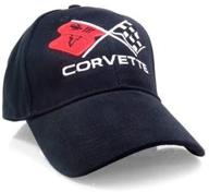 🧢 classic corvette c3 cross flags black baseball cap – timeless style for car enthusiasts logo