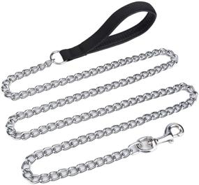 img 4 attached to 🐾 Durable Mogoko Metal Dog Leash - Chew Proof Pet Leash Chain for Effective Outdoor Training with Comfortable Padded Handle