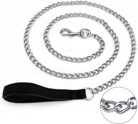 img 1 attached to 🐾 Durable Mogoko Metal Dog Leash - Chew Proof Pet Leash Chain for Effective Outdoor Training with Comfortable Padded Handle