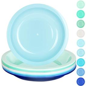 img 4 attached to 🍽️ Youngever 7.5 Inch Plastic Plates, Small Kid Size, Kids Plates, Toddler Plates, Snack Plates, Microwave & Dishwasher Safe, Set of 9 (Coastal Colors) - Enhanced SEO