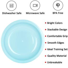 img 1 attached to 🍽️ Youngever 7.5 Inch Plastic Plates, Small Kid Size, Kids Plates, Toddler Plates, Snack Plates, Microwave & Dishwasher Safe, Set of 9 (Coastal Colors) - Enhanced SEO