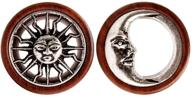 kubooz organic natural wooden flesh tunnels - 🌙 double flared tribal sun & moon ear stretcher saddle plug logo