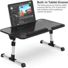 img 1 attached to 🛏️ Ultimate Laptop Bed Desk: Adjustable Height, Foldable Legs, Portable Stand | Writing, Drawing, Notebook, iPad | Wooden Table for Couch/Sofa - AONOR