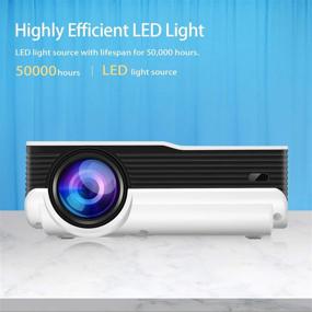 img 2 attached to 📽️ High-definition 1080P Home Mini Projector, Iolieo with 200'' Display and 50000-hour LED Life, Dual Speakers, Portable Projector Compatible with USB, HDMI, VGA, TF, PS4, Laptop, DVD