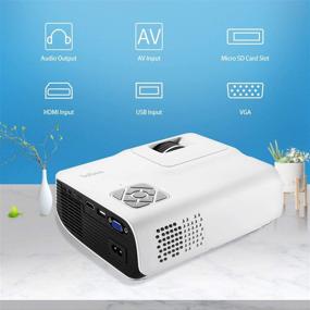 img 1 attached to 📽️ High-definition 1080P Home Mini Projector, Iolieo with 200'' Display and 50000-hour LED Life, Dual Speakers, Portable Projector Compatible with USB, HDMI, VGA, TF, PS4, Laptop, DVD