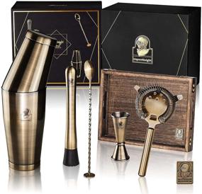 img 4 attached to 🍸 Premium Boston Cocktail Shaker Set by LiquorKnight - Ideal Christmas Gift, Deluxe Case, 304 Stainless Steel Upgrade, Professional Bartender Kit & Bar Accessories - Perfect for Home Bar Sets