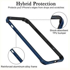 img 2 attached to 📱 Blue Aluminum Frame Metal Bumper Case Cover for iPhone 12 Mini - Slim & Protective 5.4 Inch Cover with Soft Inner Bumper and Raised Edge Protection