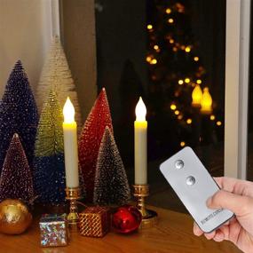 img 2 attached to 🕯️ Raycare LED Window Candles with Remote - Battery Operated Flameless Taper Candles for Home Fireplace Decorations, Christmas or Halloween - Flickering Warm White Light