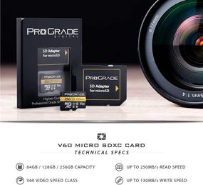 img 2 attached to 📷 ProGrade Digital V60 microSD карта памяти для DSLR и экшн-камер - высокоскоростной передачи файлов и большой объем памяти - емкость 64 ГБ - скорость чтения до 250 МБ/с и записи до 130 МБ/с