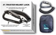 🔒 secure motorcycle helmet lock & cable: sleek black pin locking carabiner device for motorbike, bicycle, or scooter crash hat (and jacket) attachment to bike logo