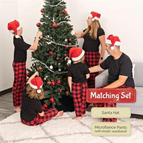 img 1 attached to 🎅 Black and Red Plaid Buffalo Christmas Pajama Pants + Santa Hat Set by Mad Dog Concepts