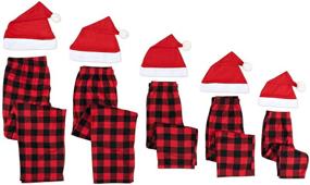 img 4 attached to 🎅 Black and Red Plaid Buffalo Christmas Pajama Pants + Santa Hat Set by Mad Dog Concepts