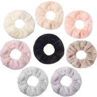 💦 microfiber hair drying scrunchies - 8 pack soft thick fuzzy hair ties for wet and dry hair logo