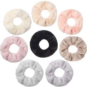 img 4 attached to 💦 Microfiber Hair Drying Scrunchies - 8 Pack Soft Thick Fuzzy Hair Ties for Wet and Dry Hair