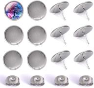 💎 drole 200pcs 12mm stud earring set - 100pcs stainless steel blank stud earring and 100pcs earring safety backs for diy jewelry making findings logo