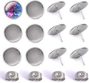 img 3 attached to 💎 DROLE 200Pcs 12mm Stud Earring Set - 100Pcs Stainless Steel Blank Stud Earring and 100Pcs Earring Safety Backs for DIY Jewelry Making Findings