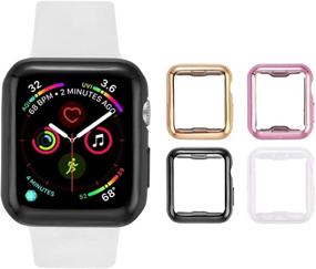 img 4 attached to Транеска 4 пакет 38 мм чехол для Apple Watch с HD прозрачным ультратонким защитным экраном TPU - совместим с часами Apple Watch серии 2 и 3 (прозрачный, черный, золотой, розовое золото)