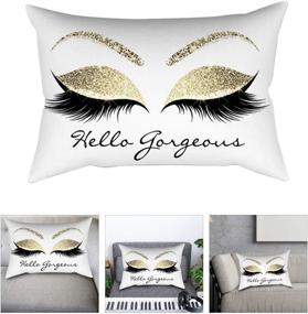 img 2 attached to Mumusuki Eyelash Pattern Polyester Cushion Cover for Home Decoration, Office, Car, Cafe - Sofa Bed Decor (J)