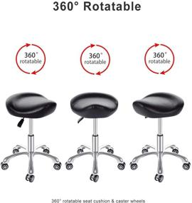 img 1 attached to 🪑 REMWELL Ergonomic Saddle Stool on Wheels - Swivel Chair, Heavy Duty & Adjustable Height for Massage, Medical, Dental, Clinic, SPA, Beauty, Hair Salon, Office Desk, Lab (Black, Backless)