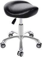 🪑 remwell ergonomic saddle stool on wheels - swivel chair, heavy duty & adjustable height for massage, medical, dental, clinic, spa, beauty, hair salon, office desk, lab (black, backless) logo