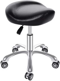 img 4 attached to 🪑 REMWELL Ergonomic Saddle Stool on Wheels - Swivel Chair, Heavy Duty & Adjustable Height for Massage, Medical, Dental, Clinic, SPA, Beauty, Hair Salon, Office Desk, Lab (Black, Backless)