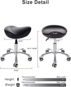 img 3 attached to 🪑 REMWELL Ergonomic Saddle Stool on Wheels - Swivel Chair, Heavy Duty & Adjustable Height for Massage, Medical, Dental, Clinic, SPA, Beauty, Hair Salon, Office Desk, Lab (Black, Backless)