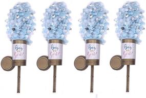 img 1 attached to 🎉 CheeseandU Gender Reveal Confetti Cannon 4-Pack - Boy or Girl Reveal Party Supplies - Set of 4 Blue Confetti Push Poppers for Photo Effect - 7 inches