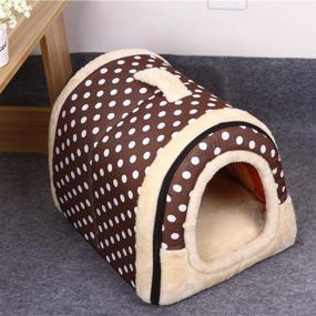 img 3 attached to 🐱 Obundi Winter 2-in-1 Covered Cat Bed - Portable Indoor Pet House, Cozy Plush Foldable Small Dog House in 7 Color Options